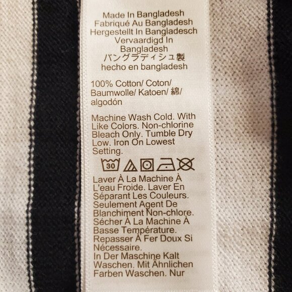 J CREW SZ S Women's 100% Cotton Black & White Striped Teddie Sweater Nautical - Picture 9 of 10